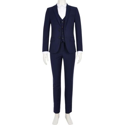 Boys blue suit waistcoat